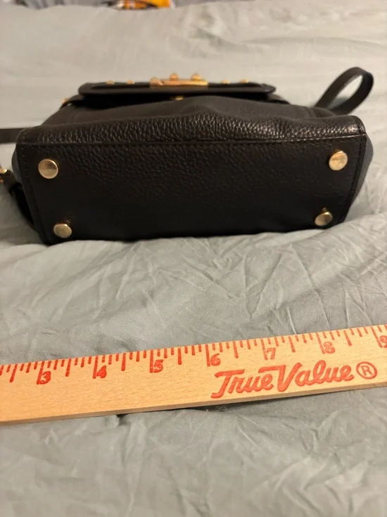 Michael Kors Hamilton Legacy Small Studded Leather Belted Backpack Black Gold - Picture 9 of 9